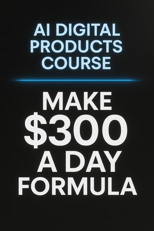 Advertisement for an AI Digital Products Course promising to make $300 a day.